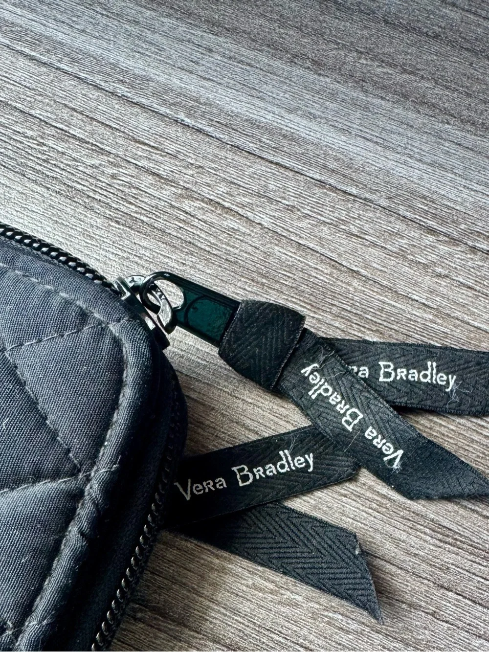 Vera Bradley Black Quilted Crossbody and Matching Wallet.
